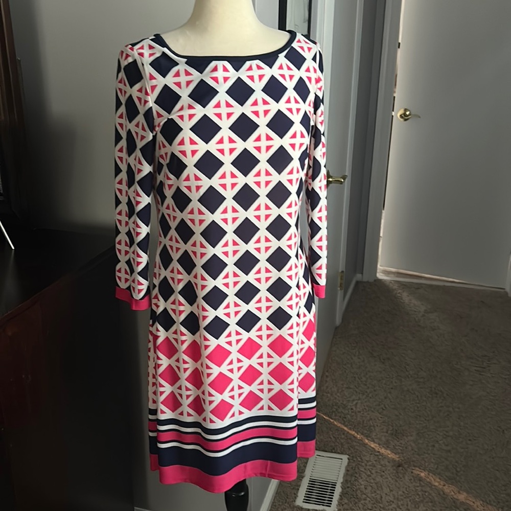 Navy pink and white dress